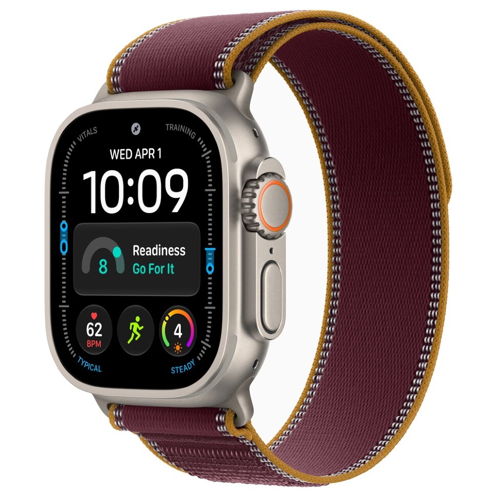 Apple Watch Ultra 4 49mm Natural Titanium Case with Burgundy Trail Loop Apple Watch Ultra 4 49mm Natural Titanium Case with Burgundy Trail Loop